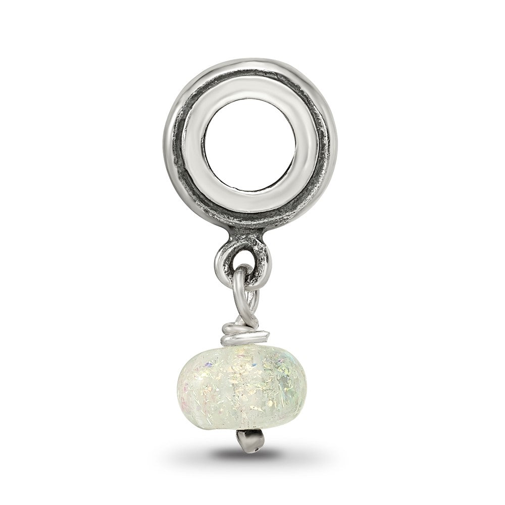 Reflections 925 Sterling Silver Yellow Dichroic Glass Dangle Bead 19 x 7 mm
