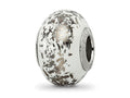Reflections 925 Sterling Silver White with Platinum Foil Ceramic Bead 12 x 9 mm