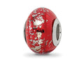 Reflections 925 Sterling Silver Red with Platinum Foil Ceramic Bead 12 x 9 mm