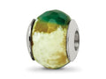 Reflections 925 Sterling Silver Green Cracked Agate with Shell Stone Bead 12 x 10 mm