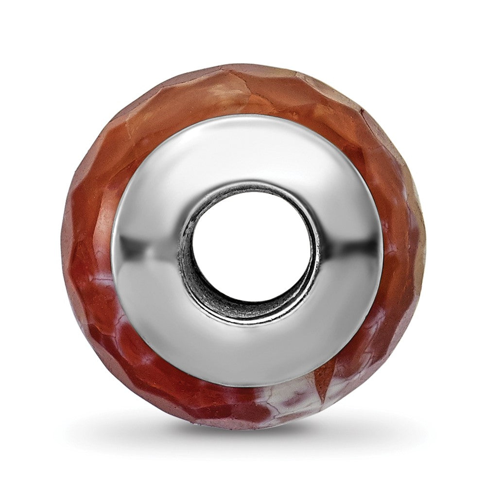 Reflections 925 Sterling Silver Red Cracked Agate with Shell Stone Bead 12 x 10 mm