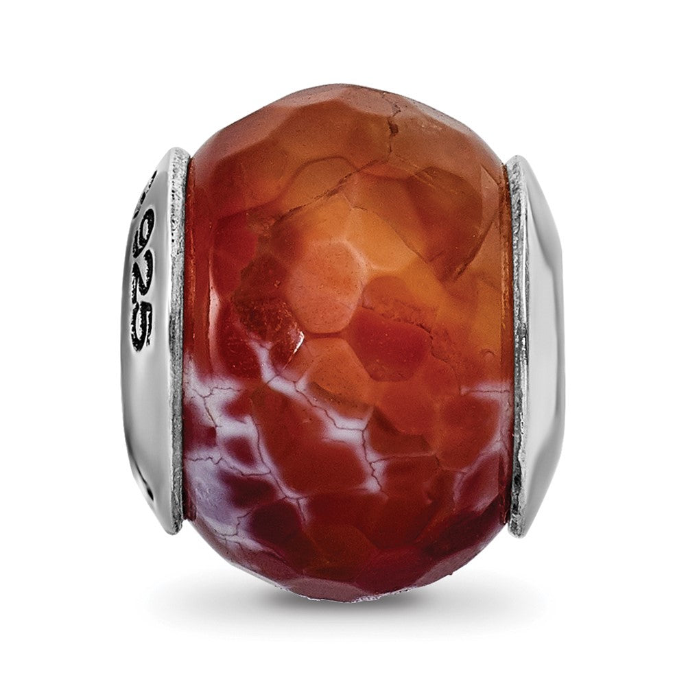Reflections 925 Sterling Silver Red Cracked Agate with Shell Stone Bead 12 x 10 mm