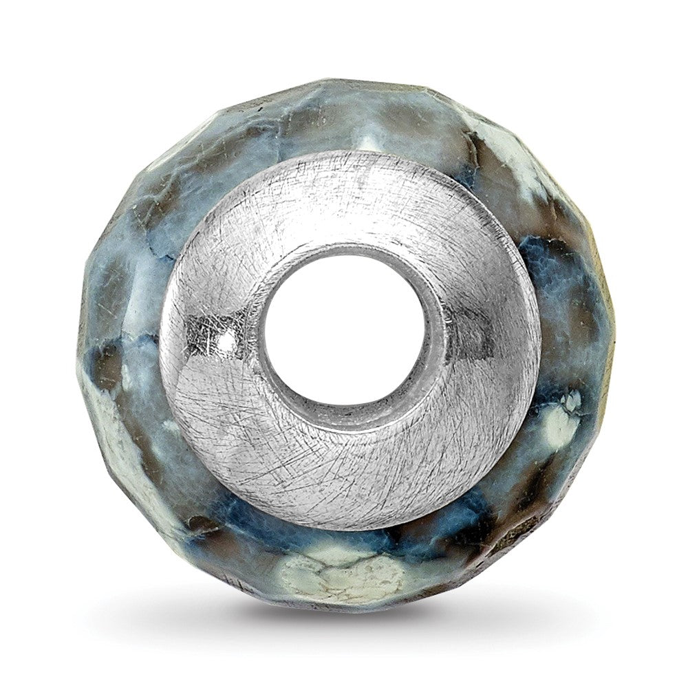 Reflections 925 Sterling Silver Grey Cracked Agate with Shell Stone Bead 12 x 10 mm