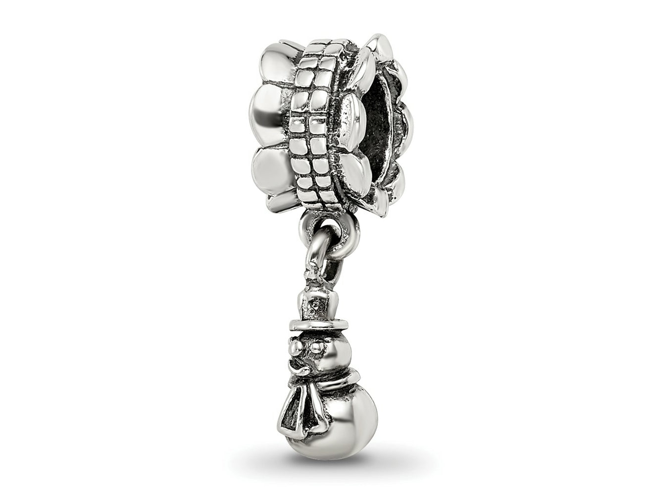 Reflections 925 Sterling Silver Snowman Dangle Bead 17 x 5 mm