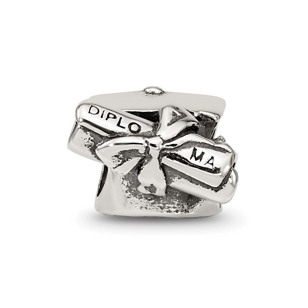Reflections 925 Sterling Silver Graduation Cap and Diploma Bead 11 x 9 mm