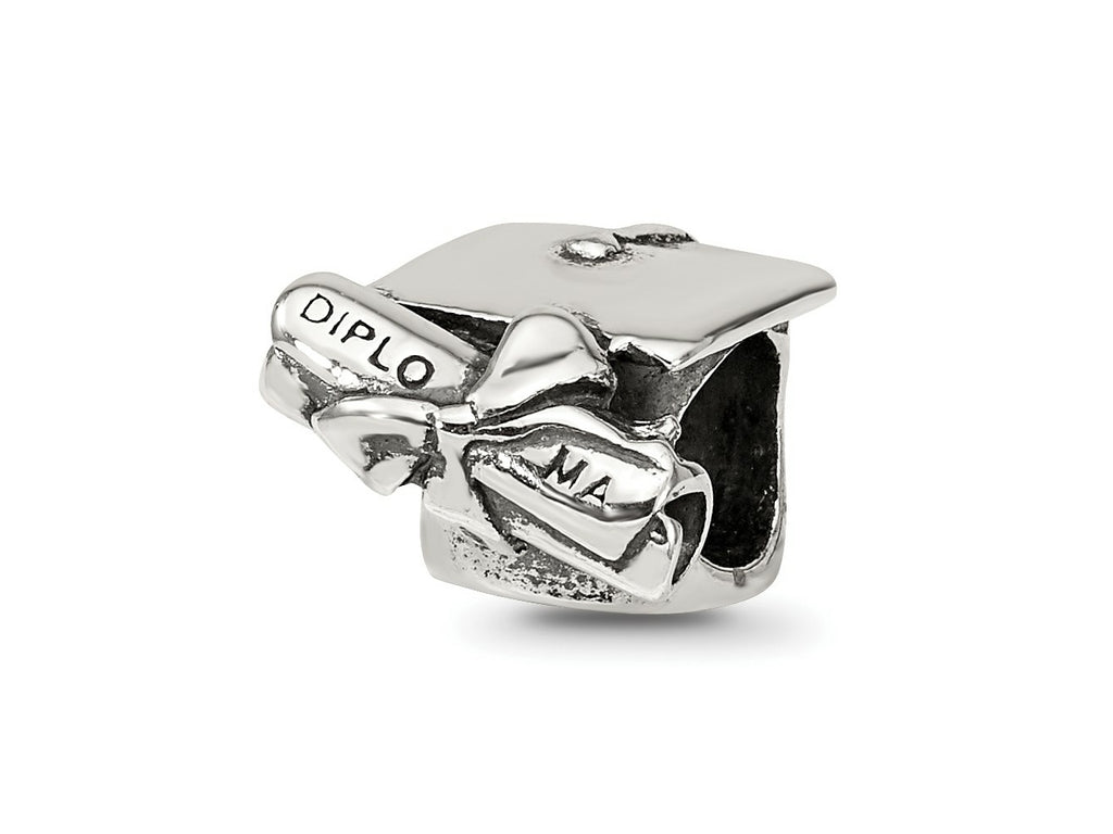 Reflections 925 Sterling Silver Graduation Cap and Diploma Bead 11 x 9 mm