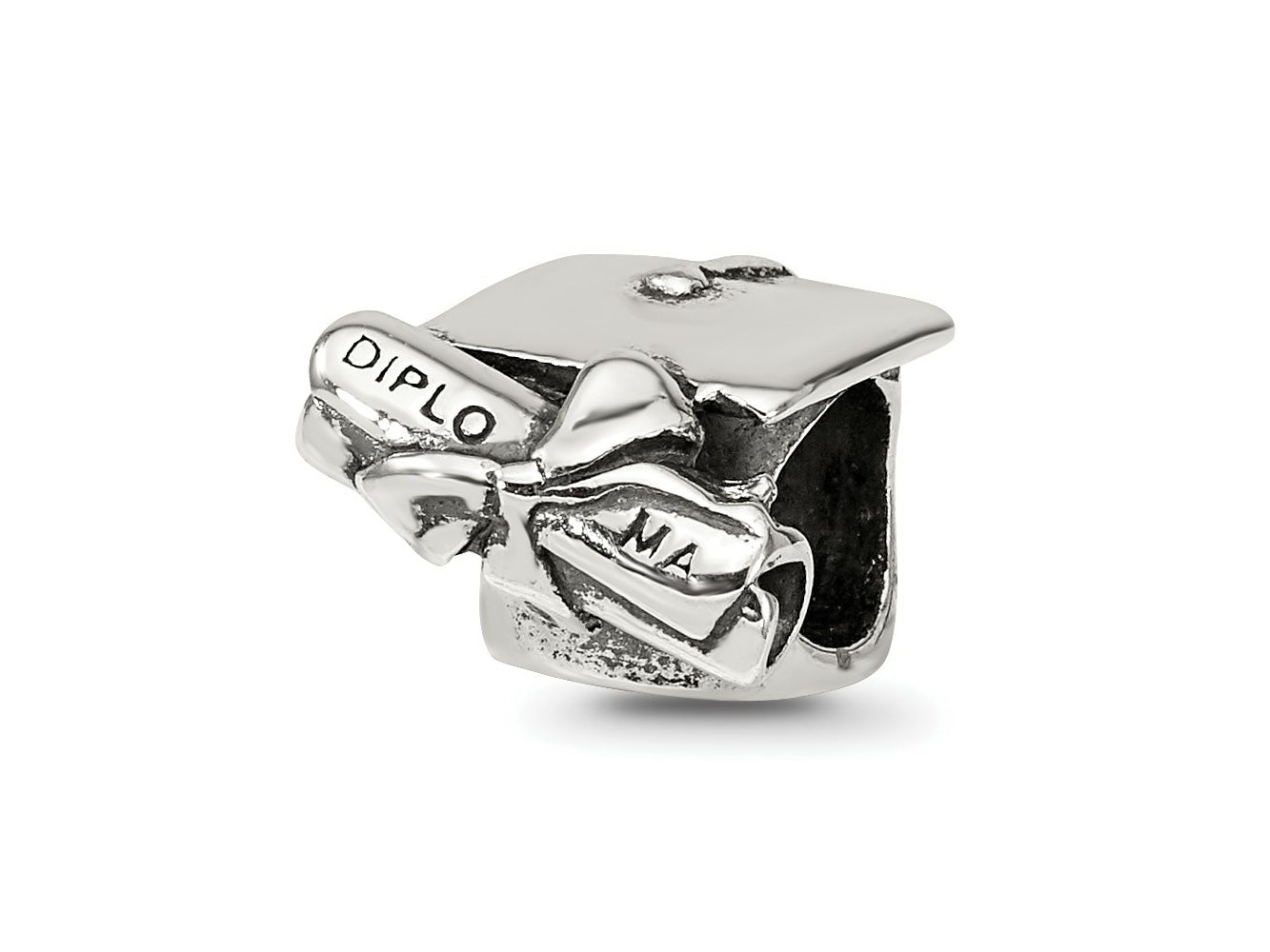 Reflections 925 Sterling Silver Graduation Cap and Diploma Bead 11 x 9 mm