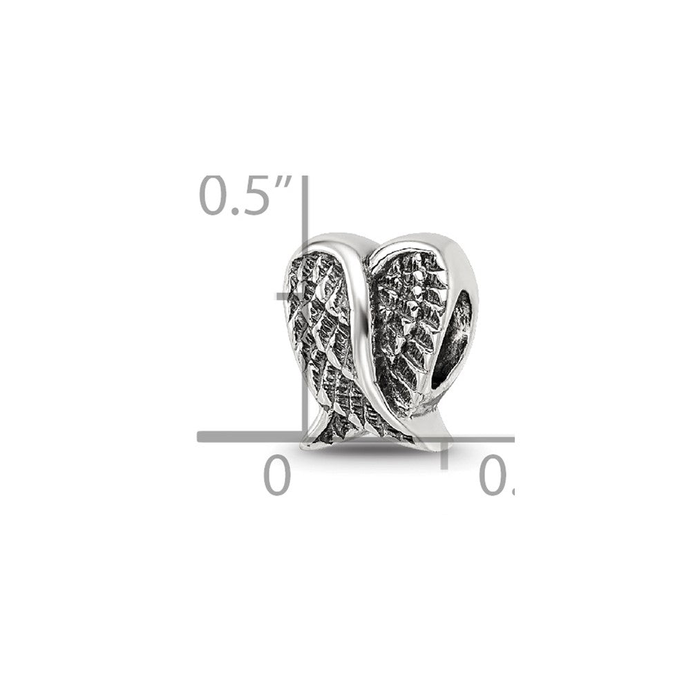 Reflections 925 Sterling Silver Heart Shaped Wings Bead 9 x 7 mm