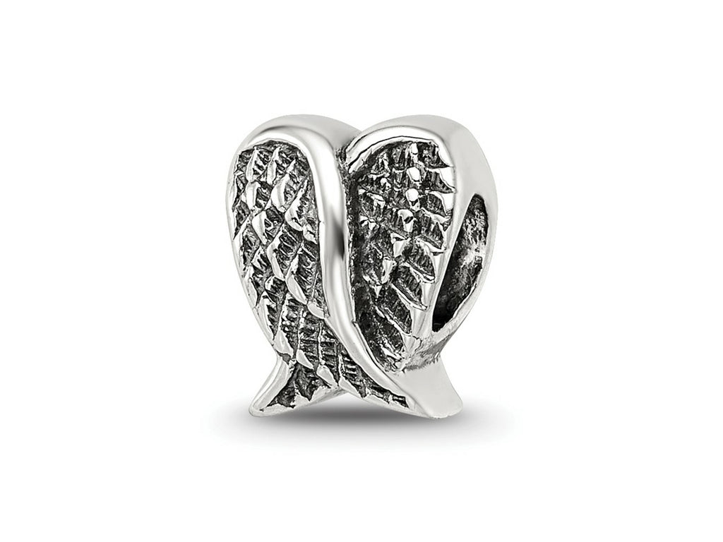 Reflections 925 Sterling Silver Heart Shaped Wings Bead 9 x 7 mm