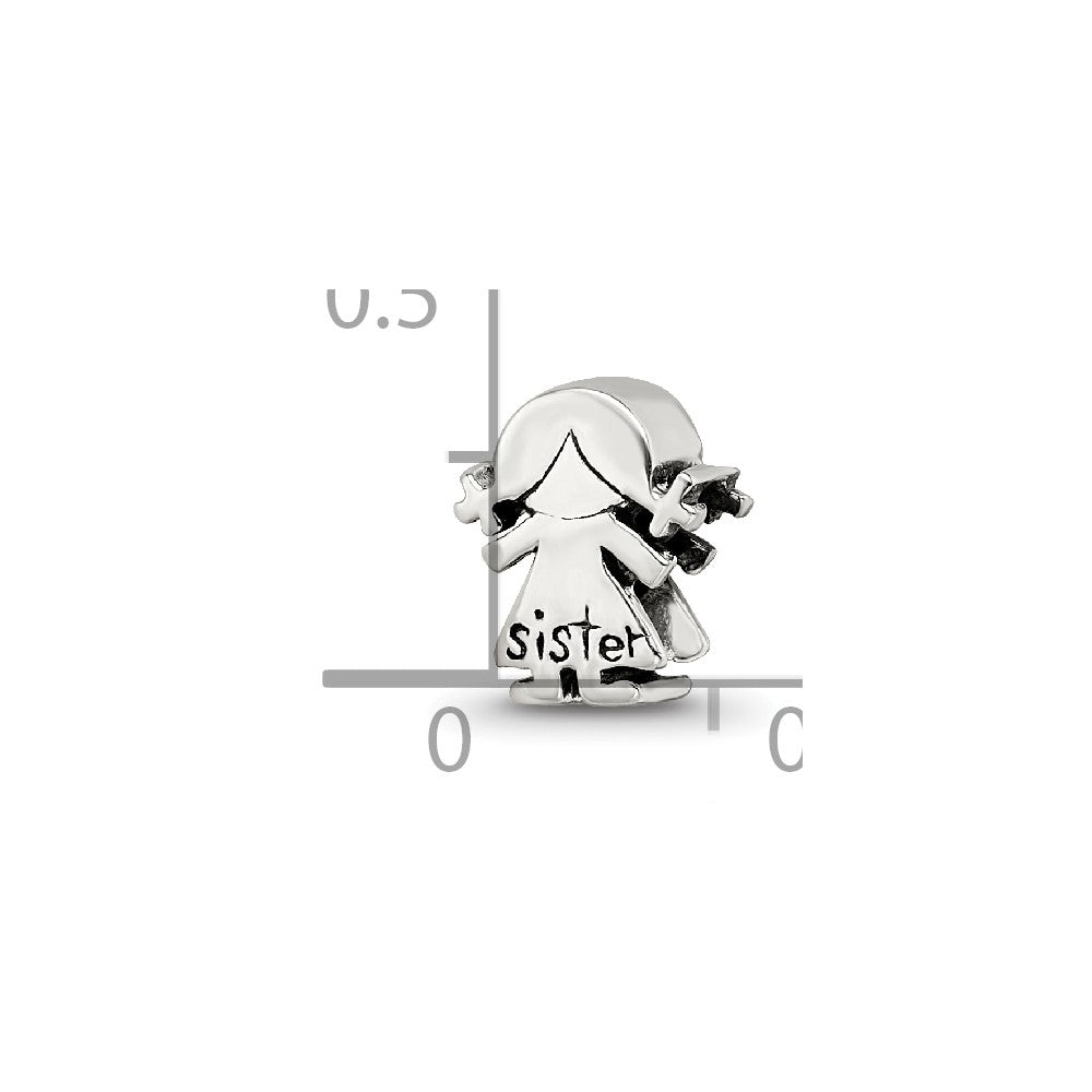 Reflections 925 Sterling Silver Little Sister Girl Bead 9 x 7 mm