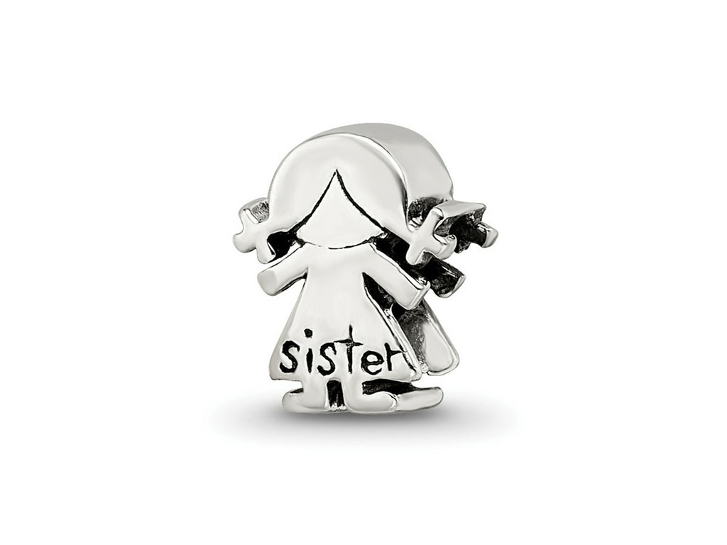 Reflections 925 Sterling Silver Little Sister Girl Bead 9 x 7 mm