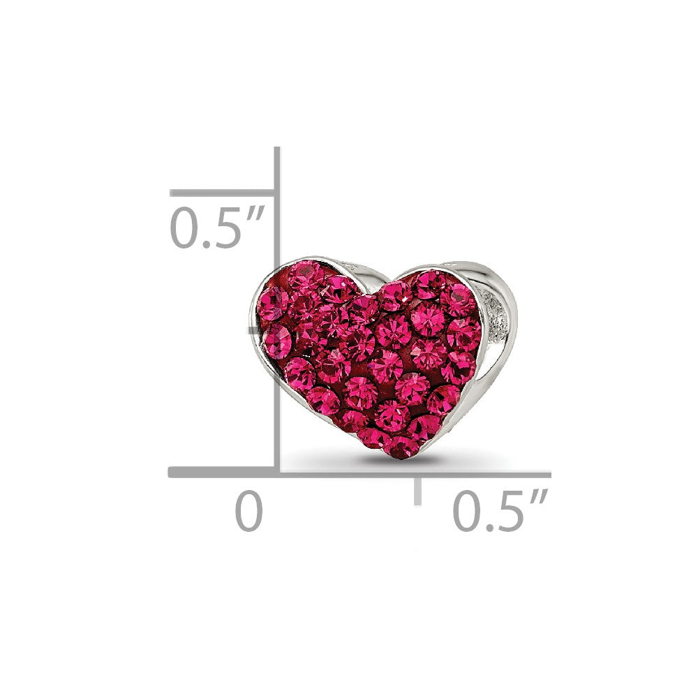 Reflections 925 Sterling Silver Red Preciosa Crystal Heart Bead 9 x 10 mm