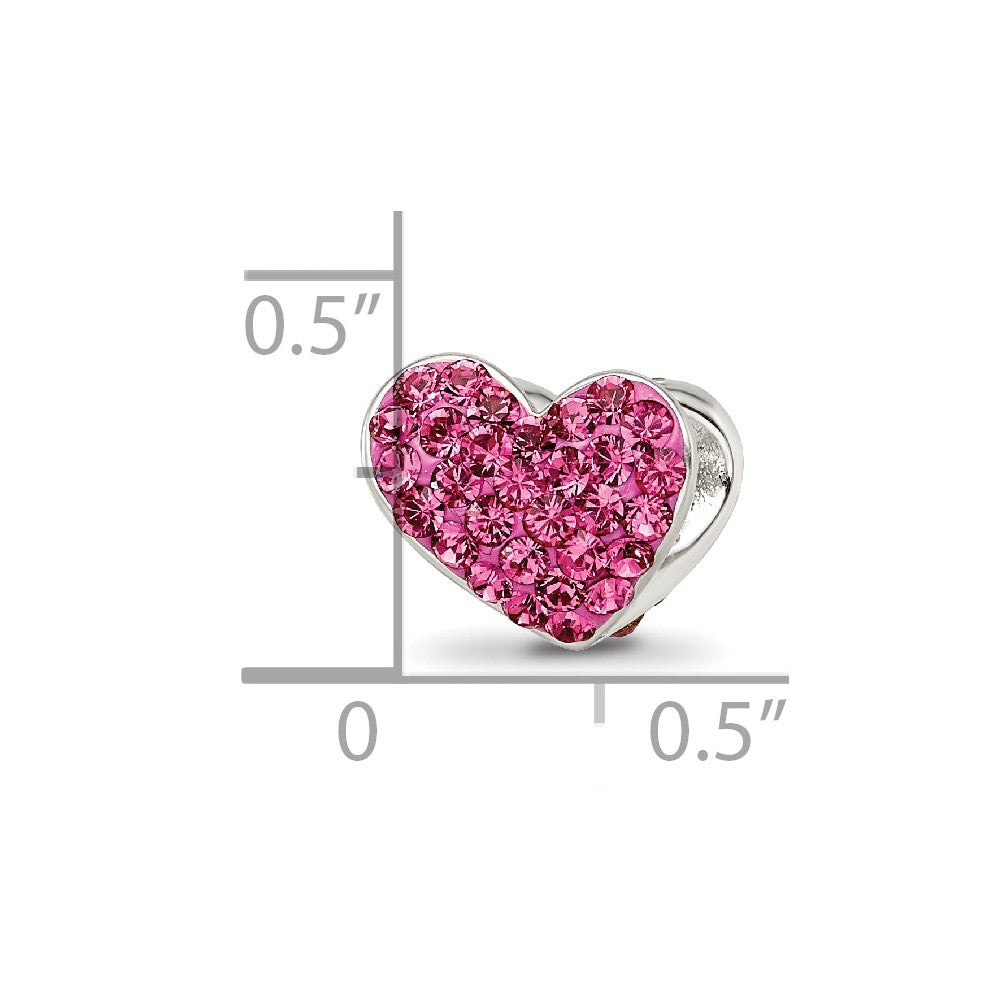Reflections 925 Sterling Silver Pink Preciosa Crystal Heart Bead 10 x 10 mm