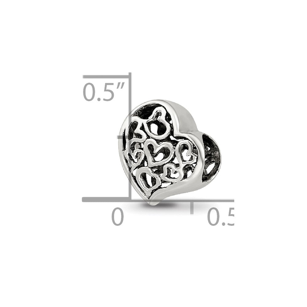 Reflections 925 Sterling Silver Cutout Hearts Bead 10 x 8 mm