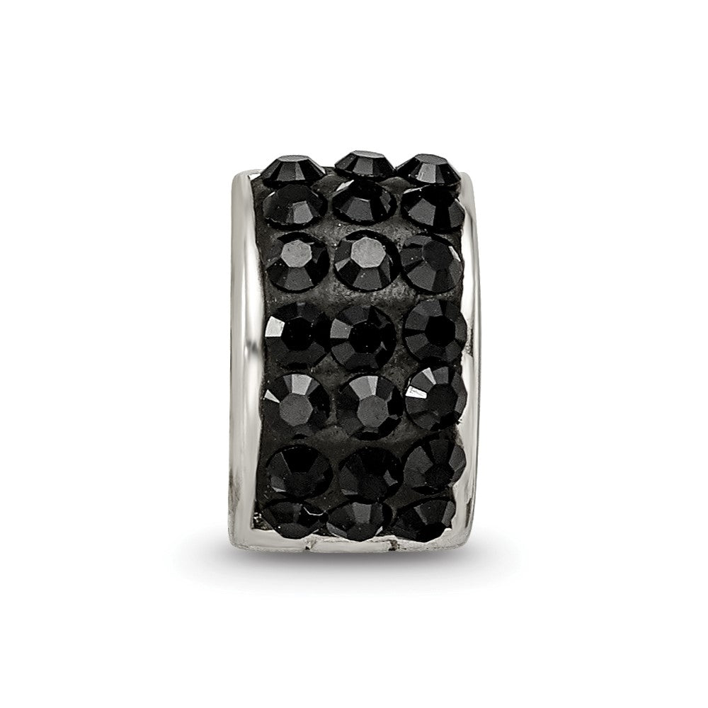 Reflections 925 Sterling Silver Black Preciosa Crystal Bead 9 x 5 mm