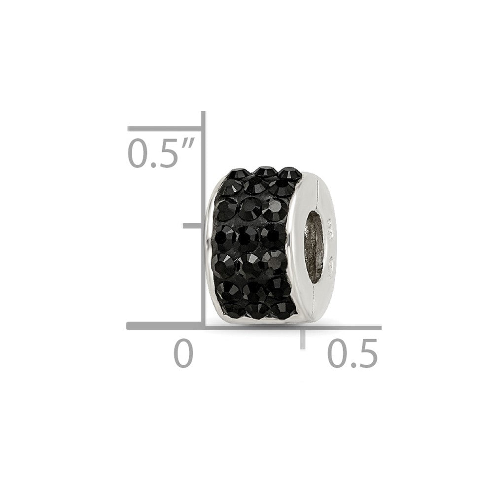 Reflections 925 Sterling Silver Black Preciosa Crystal Bead 9 x 5 mm