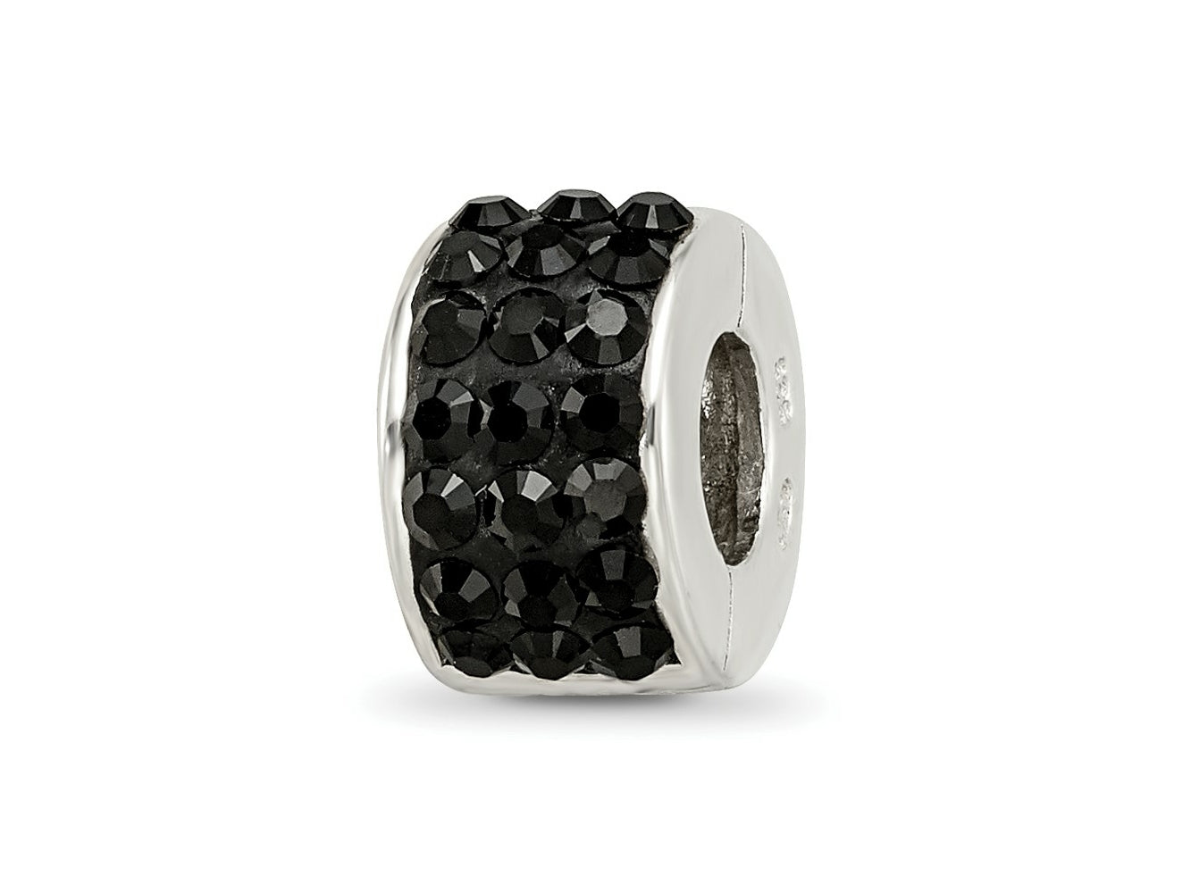 Reflections 925 Sterling Silver Black Preciosa Crystal Bead 9 x 5 mm