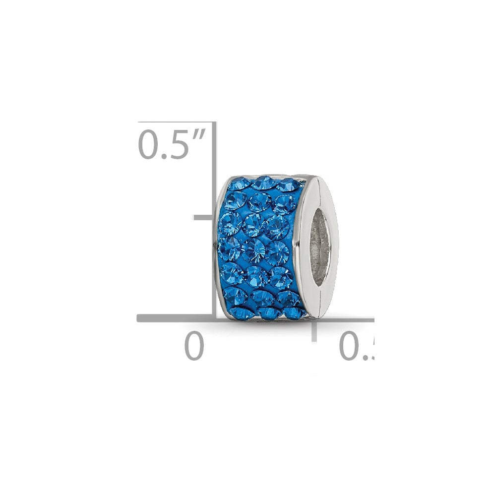 Reflections 925 Sterling Silver Blue Preciosa Crystal Bead 9 x 5 mm