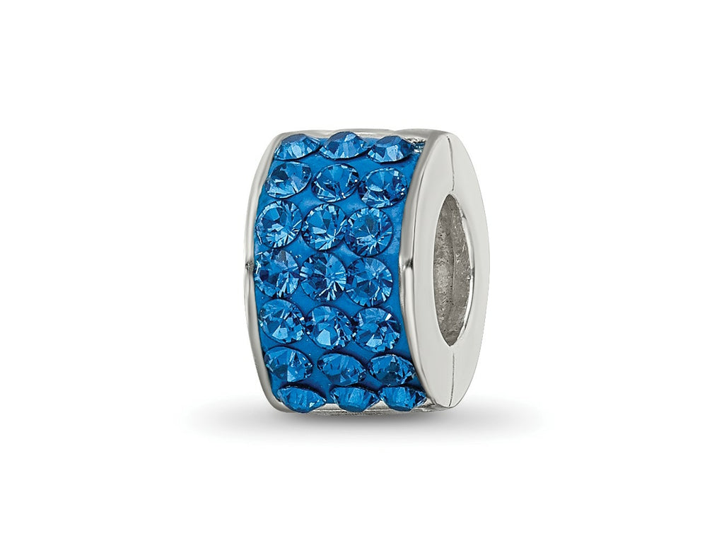 Reflections 925 Sterling Silver Blue Preciosa Crystal Bead 9 x 5 mm