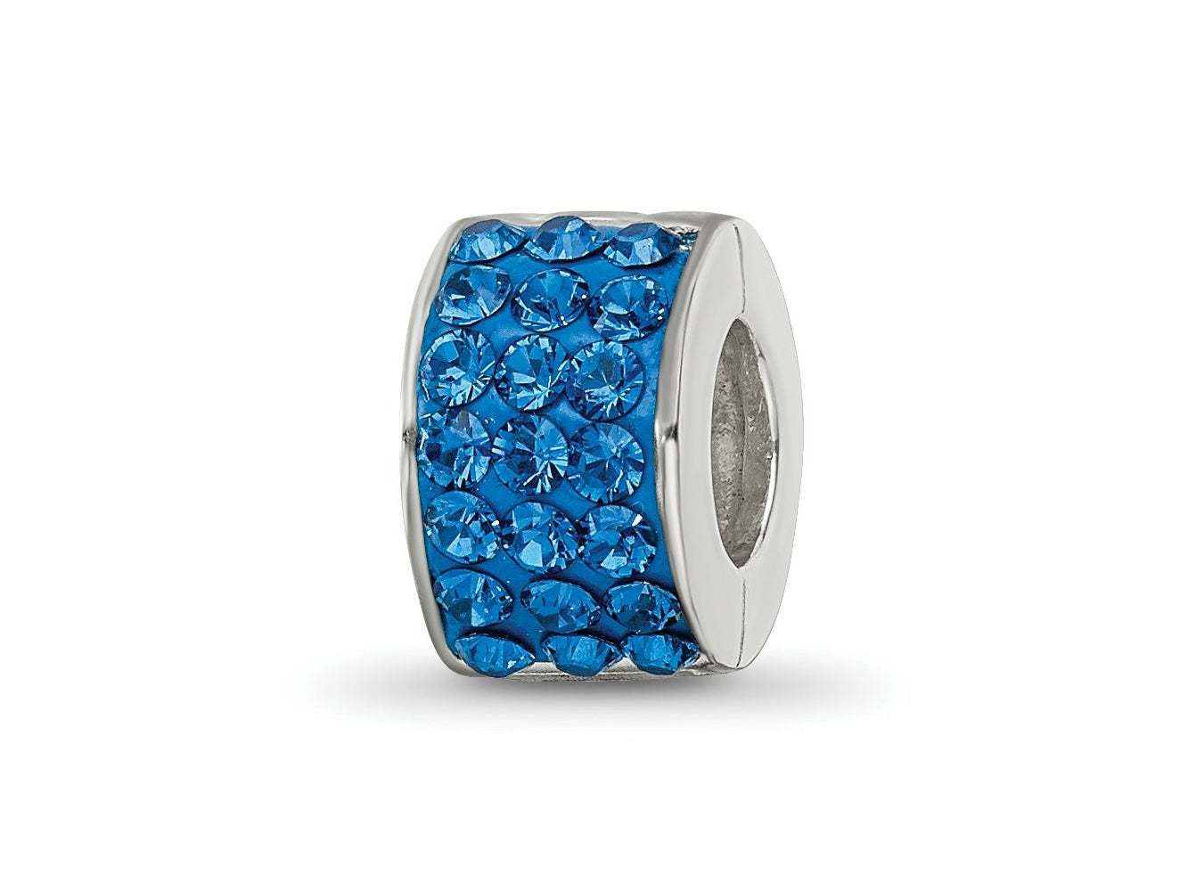 Reflections 925 Sterling Silver Blue Preciosa Crystal Bead 9 x 5 mm