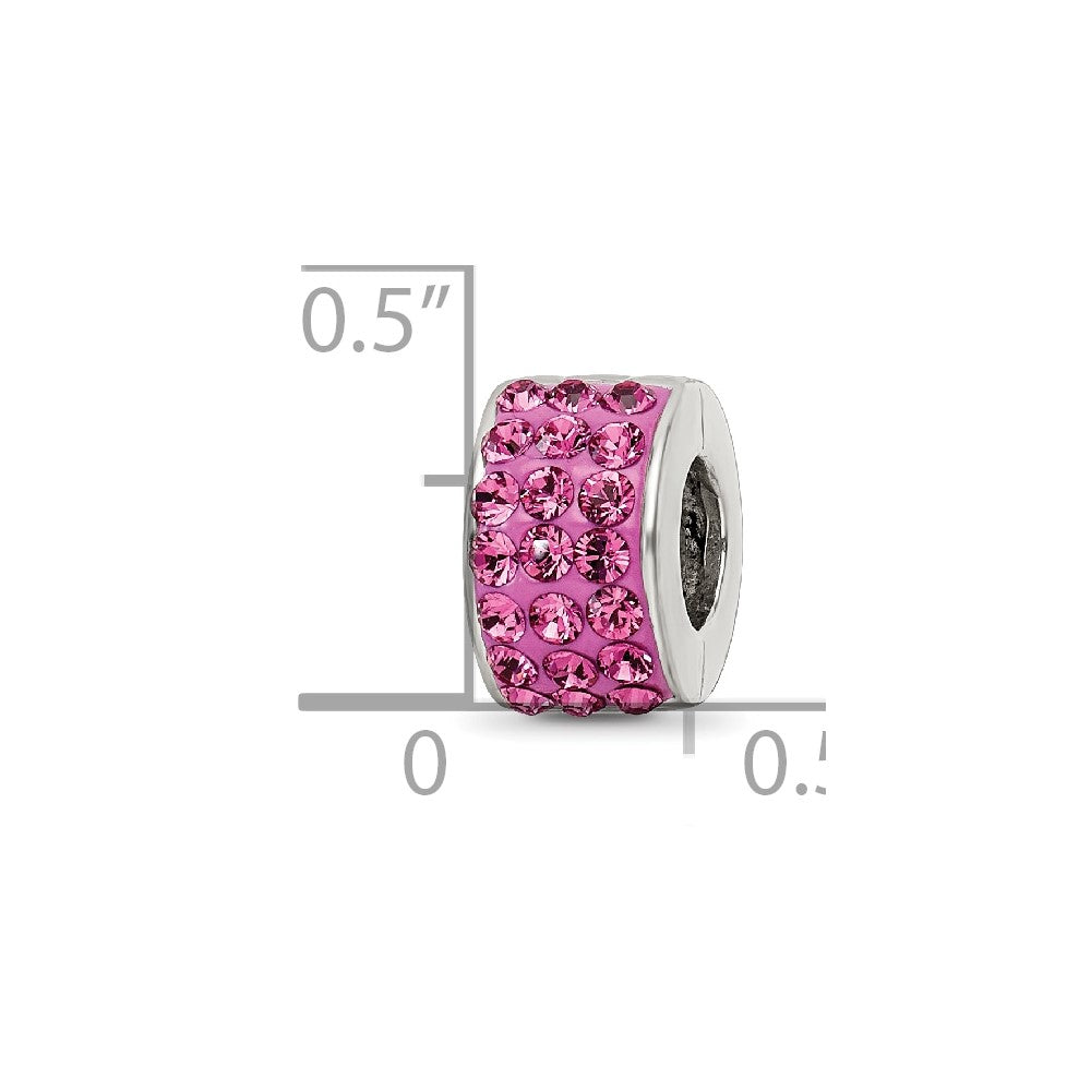 Reflections 925 Sterling Silver Pink Preciosa Crystal Bead 9 x 5 mm