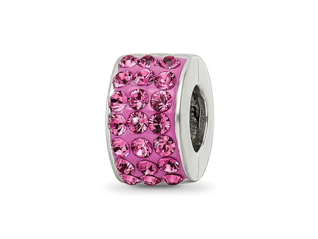 Reflections 925 Sterling Silver Pink Preciosa Crystal Bead 9 x 5 mm