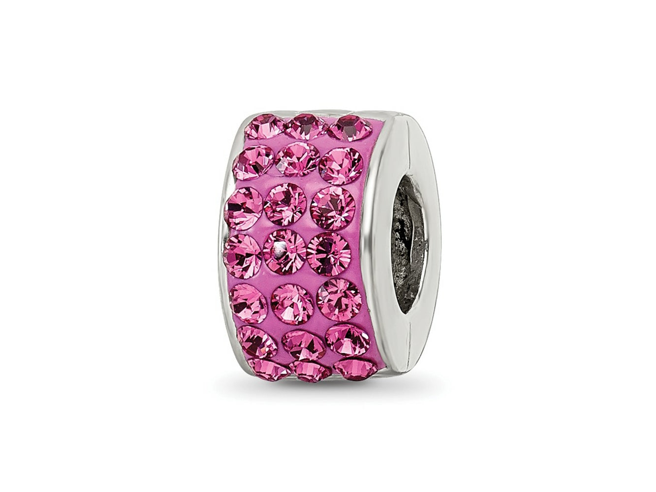 Reflections 925 Sterling Silver Pink Preciosa Crystal Bead 9 x 5 mm