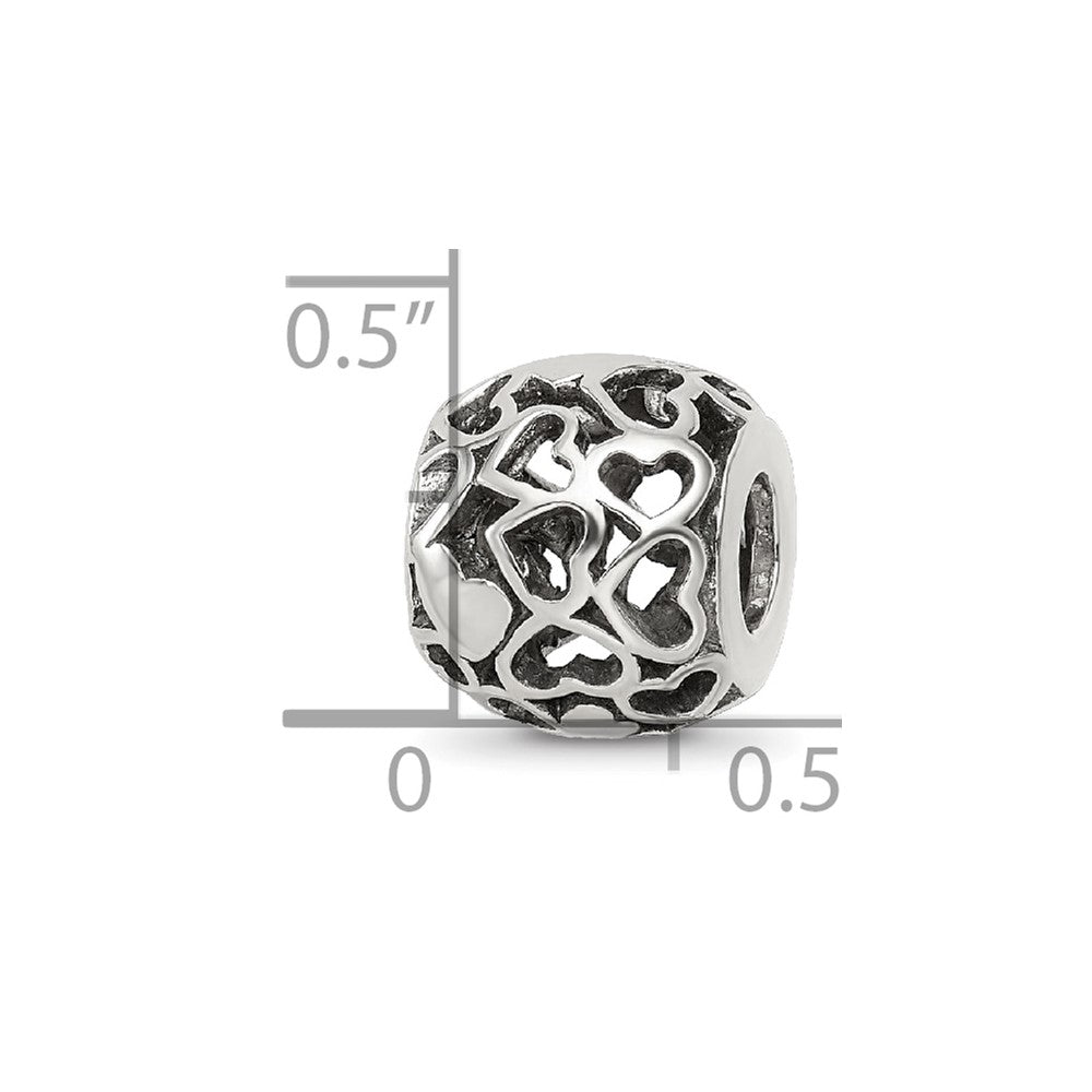 Reflections 925 Sterling Silver Hearts Bali Bead 10 x 9 mm