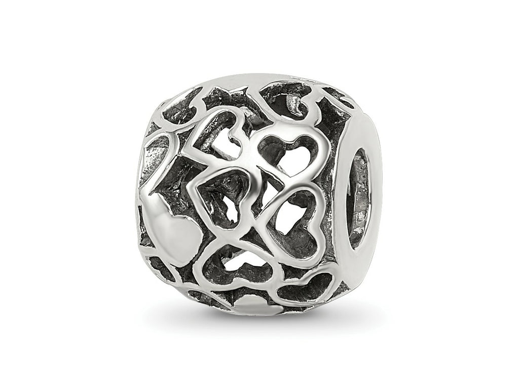 Reflections 925 Sterling Silver Hearts Bali Bead 10 x 9 mm