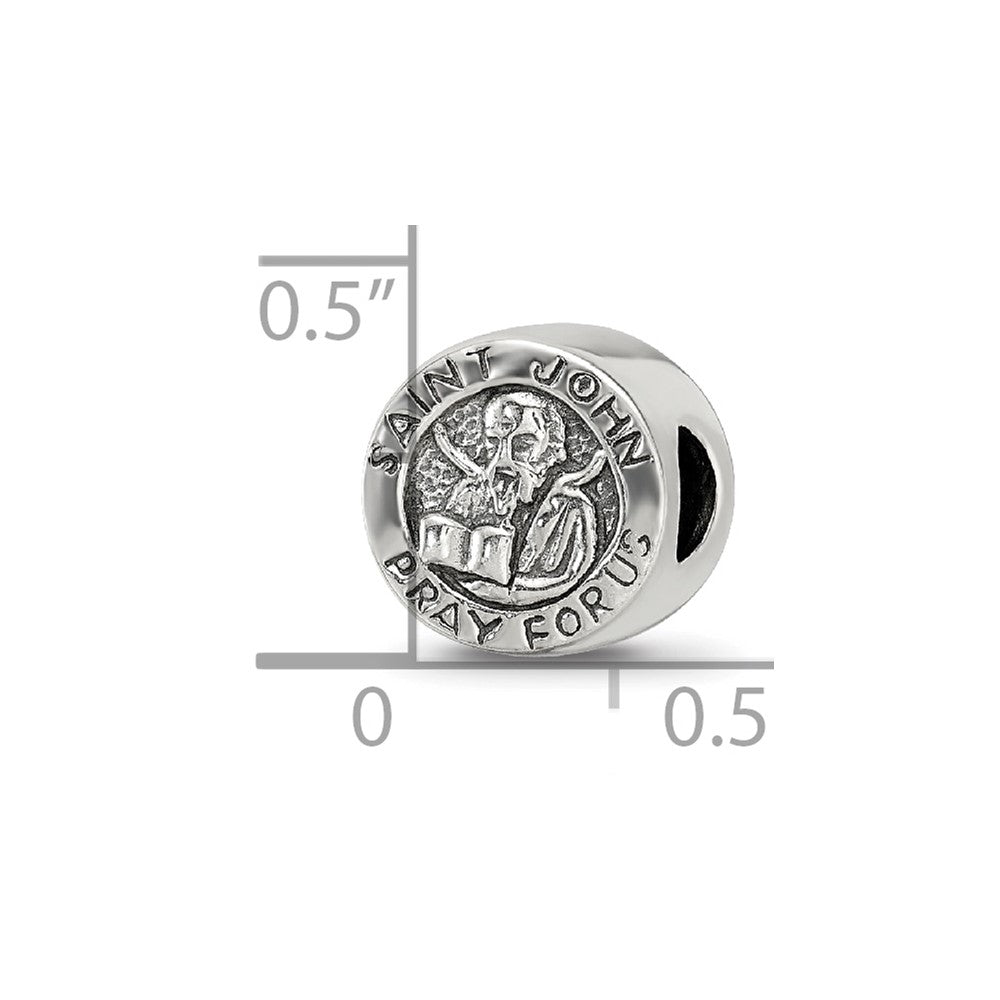 Reflections 925 Sterling Silver Saint John Pray For Us Bead 9 x 9 mm