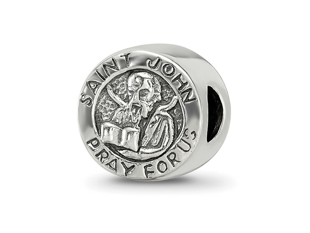 Reflections 925 Sterling Silver Saint John Pray For Us Bead 9 x 9 mm