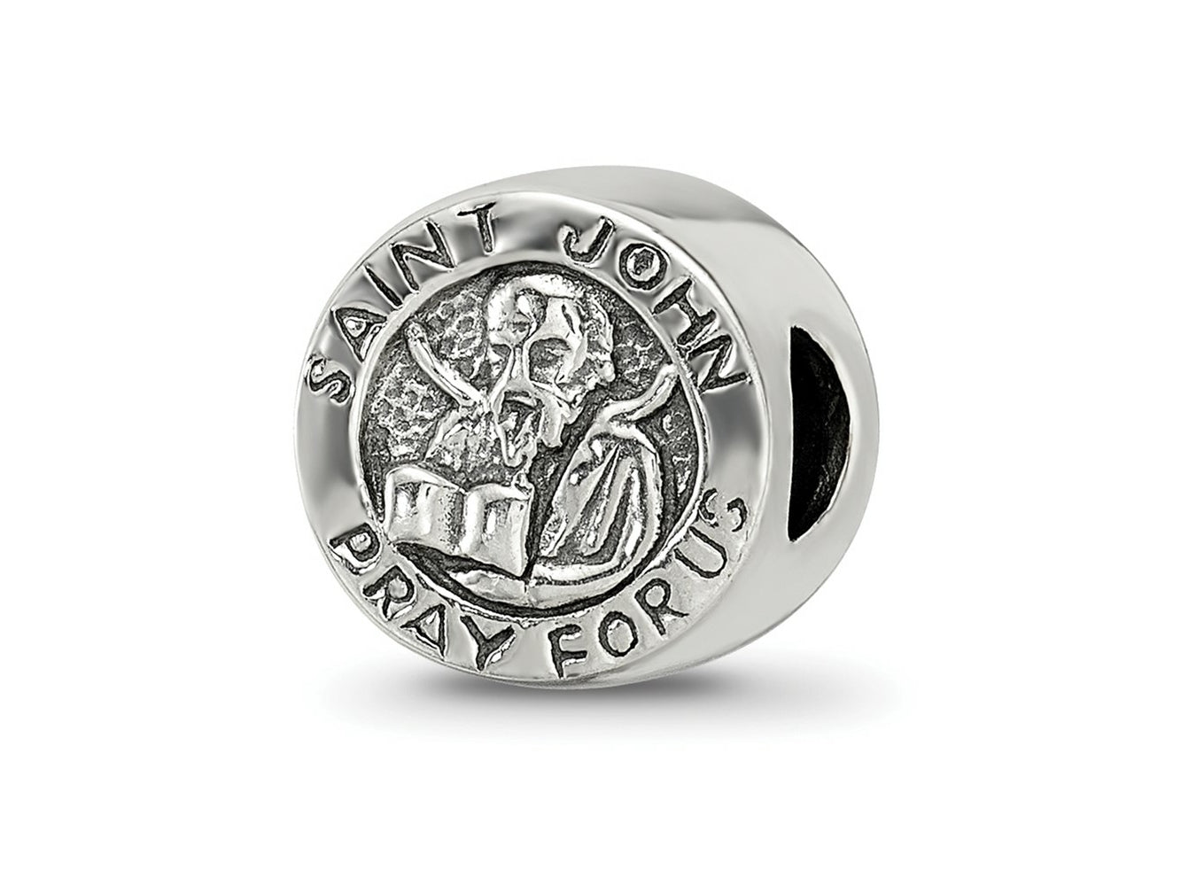Reflections 925 Sterling Silver Saint John Pray For Us Bead 9 x 9 mm