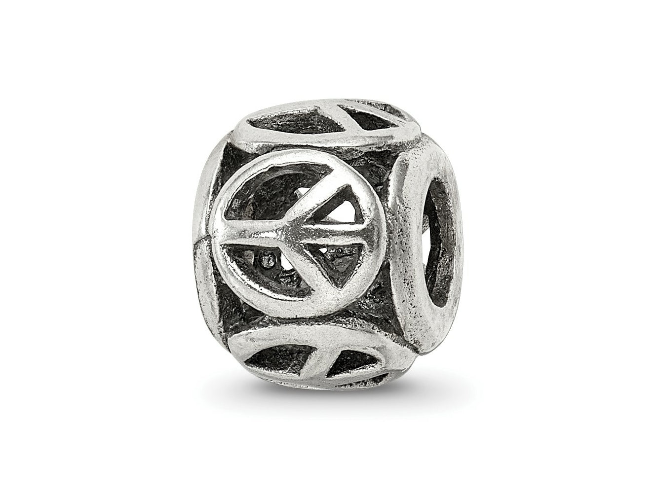 Reflections 925 Sterling Silver Peace Sign Bead 9 x 8 mm