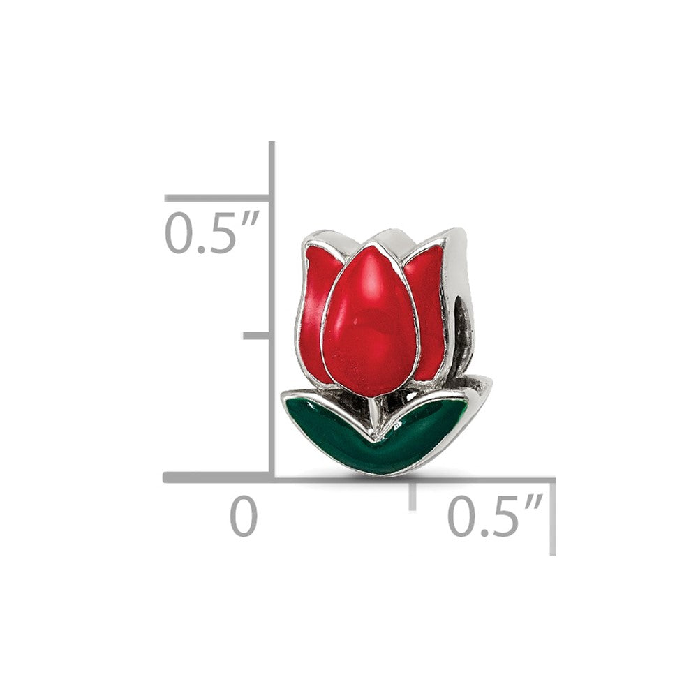 Reflections 925 Sterling Silver Enameled Tulip Bead 10 x 8 mm