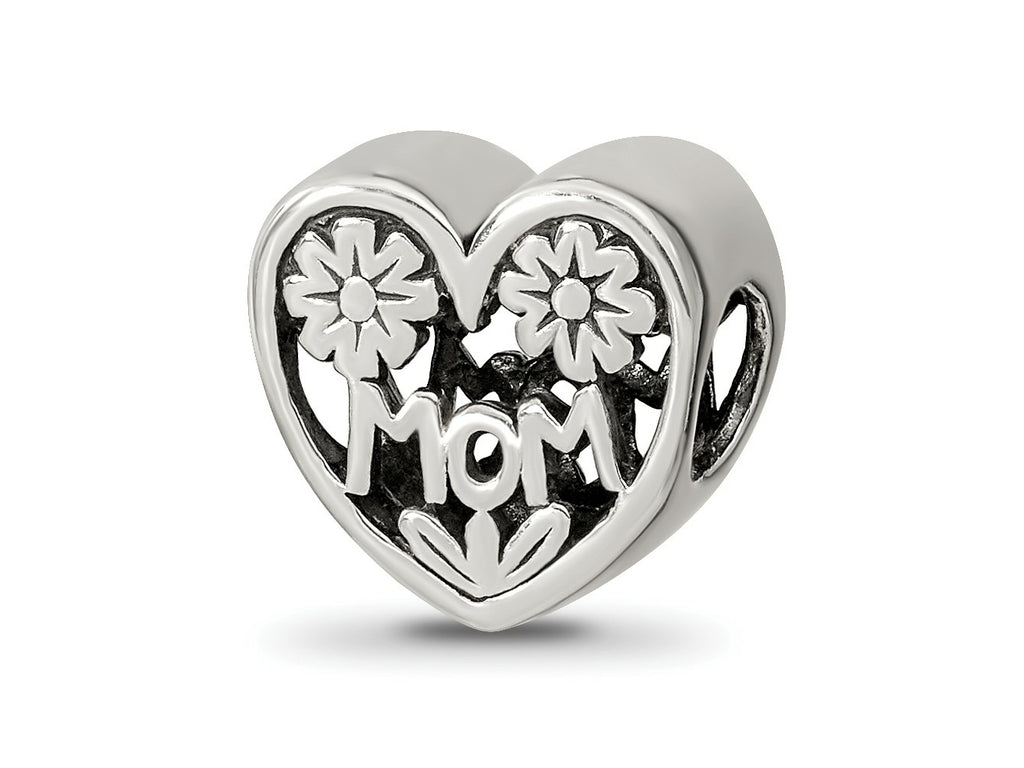 Reflections 925 Sterling Silver Mom Heart Bead 10 x 10 mm