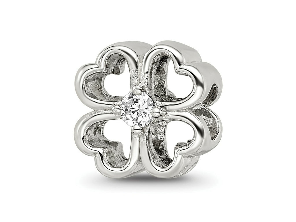 Reflections 925 Sterling Silver Four Leaf Clover with CZ Bead 10 x 10 mm