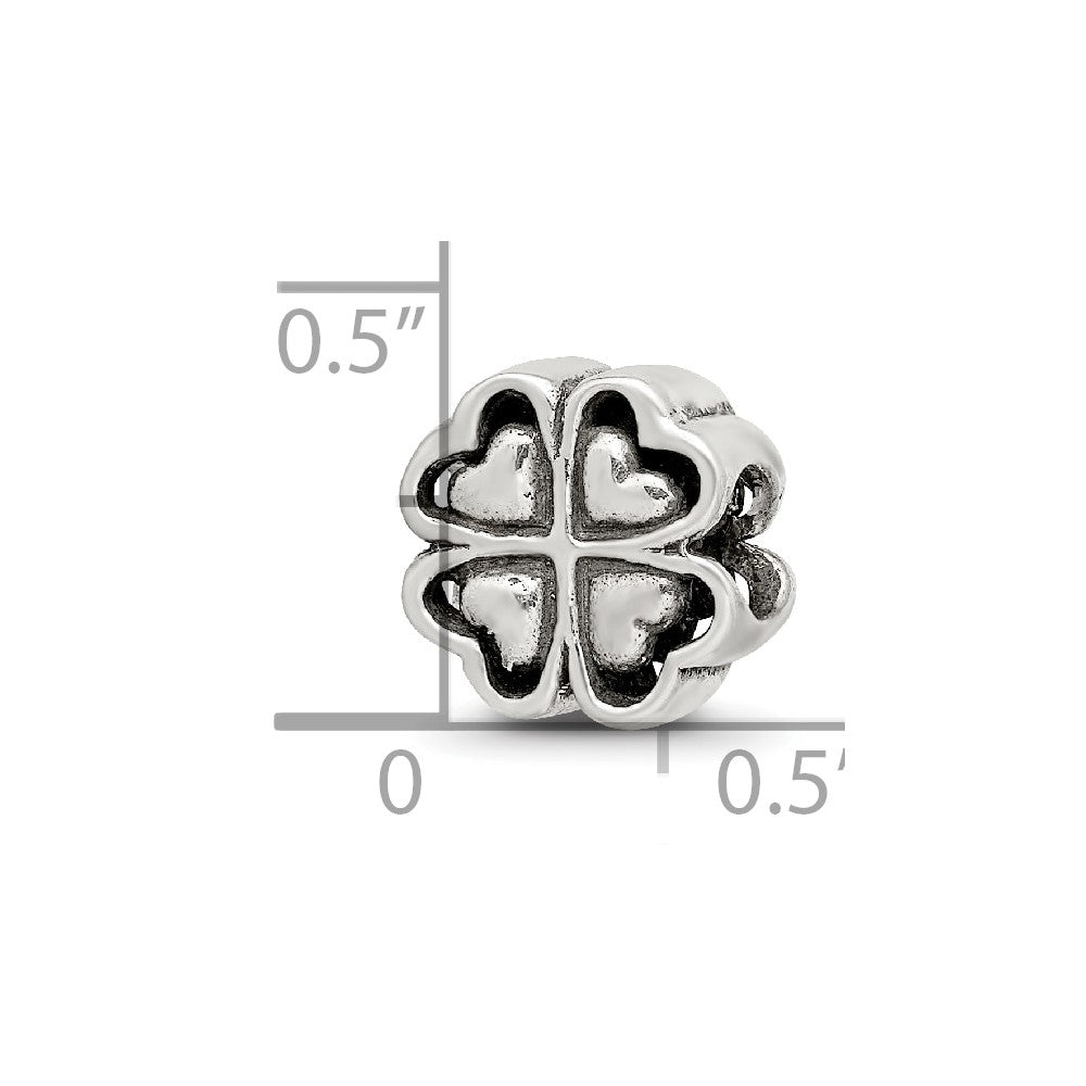 Reflections 925 Sterling Silver Four Leaf Heart Clover Bead 10 x 10 mm