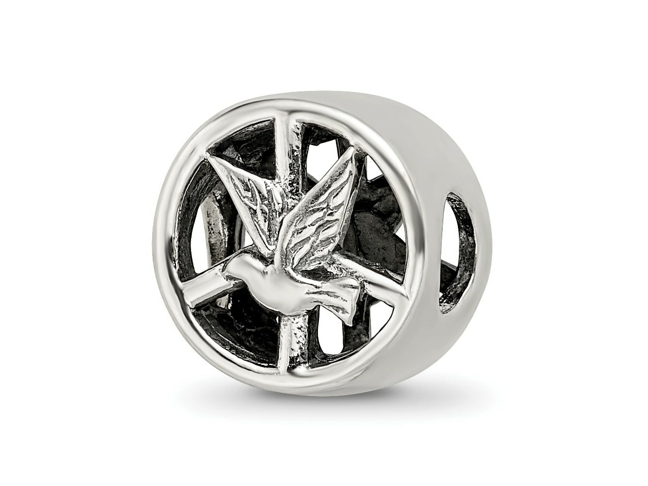 Reflections 925 Sterling Silver Dove and Peace Sign Bead 10 x 10 mm