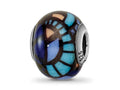 Reflections 925 Sterling Silver Italian Blue Decorative Overlay Glass Bead 12 x 10 mm