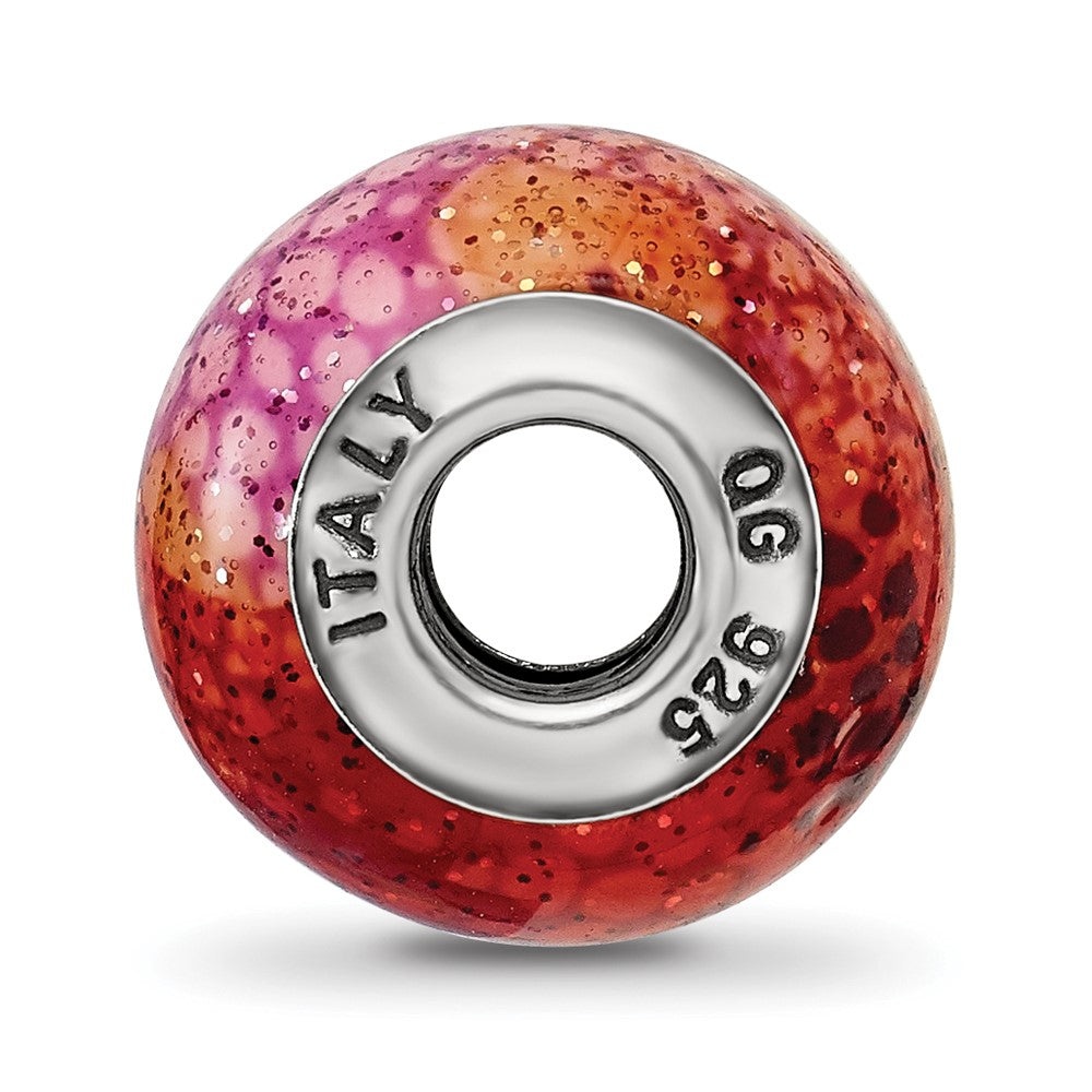 Reflections 925 Sterling Silver Italian Pink and Orange Python Glass Bead 12 x 10 mm