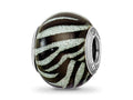 Reflections 925 Sterling Silver Italian Black and White Stripes Glass Bead 13 x 10 mm