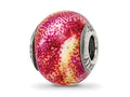 Reflections 925 Sterling Silver Italian Fuschia and Yellow Glass Bead 13 x 10 mm