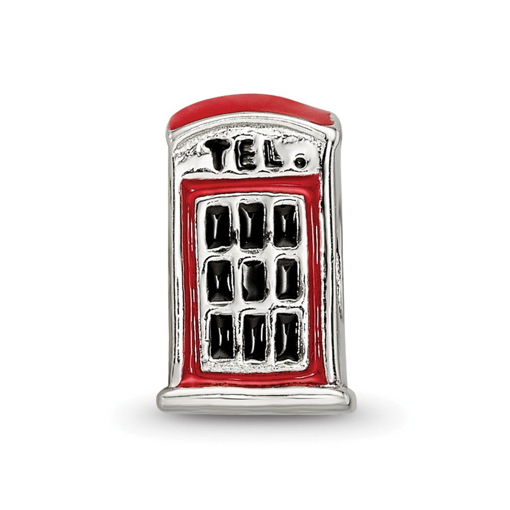 Reflections 925 Sterling Silver Enameled Telephone Booth Bead 10 x 5 mm