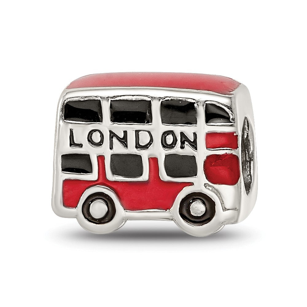 Reflections 925 Sterling Silver Enamel London Double Decker Bus Bead 7 x 9 mm