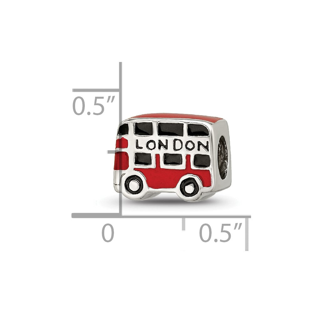 Reflections 925 Sterling Silver Enamel London Double Decker Bus Bead 7 x 9 mm