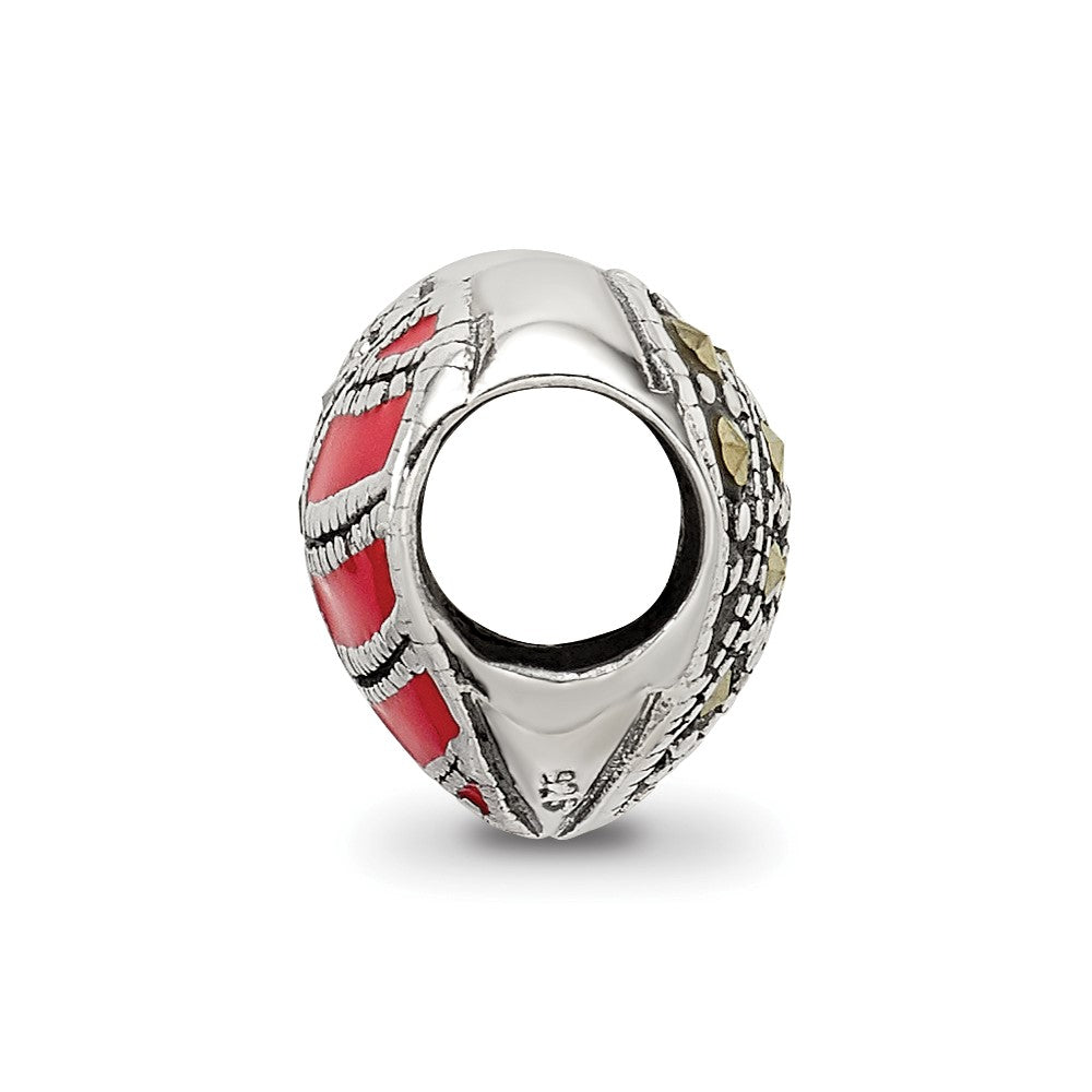 Reflections 925 Sterling Silver Marcasite and Enameled Heart Bead 8 x 9 mm