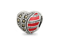 Reflections 925 Sterling Silver Marcasite and Enameled Heart Bead 8 x 9 mm