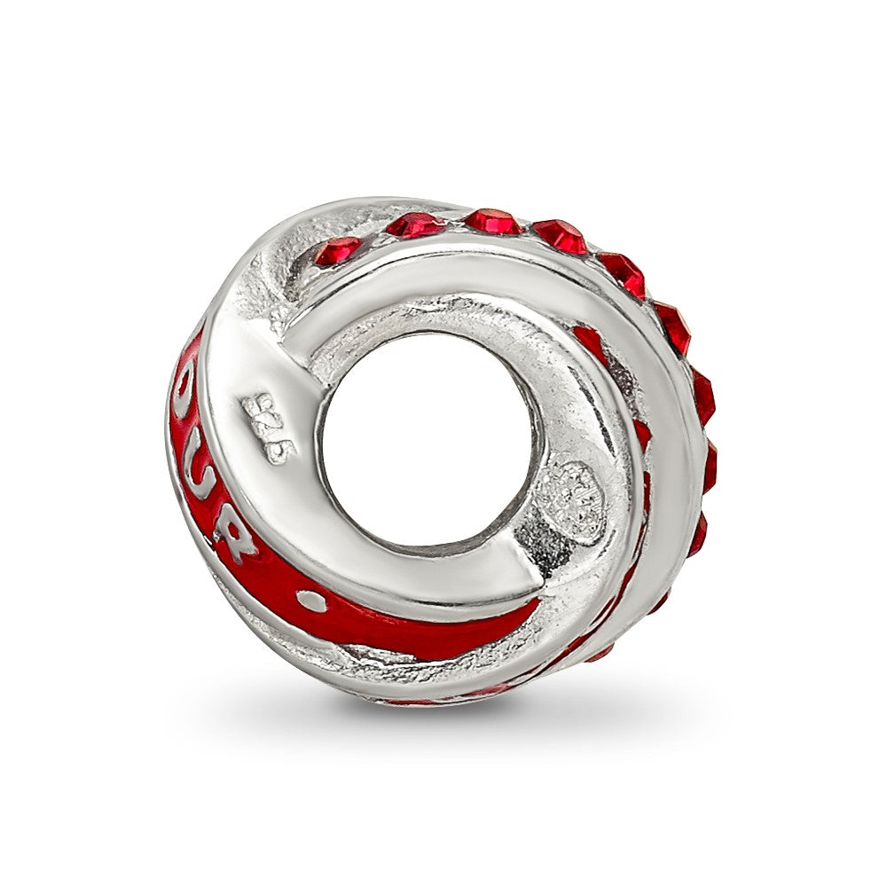 Reflections 925 Sterling Silver Love/Amour Red Preciosa Crystal Bead 9 x 6 mm