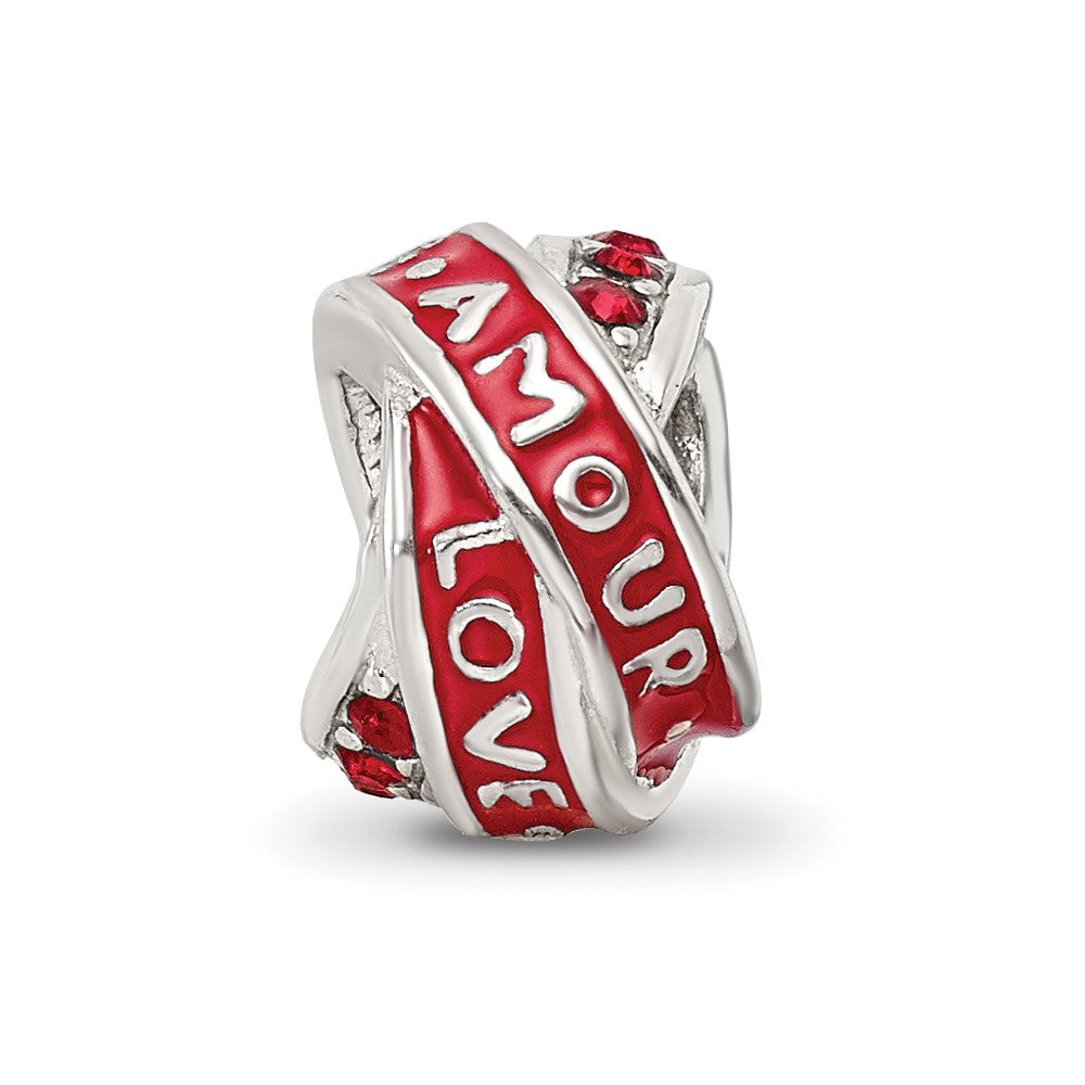 Reflections 925 Sterling Silver Love/Amour Red Preciosa Crystal Bead 9 x 6 mm
