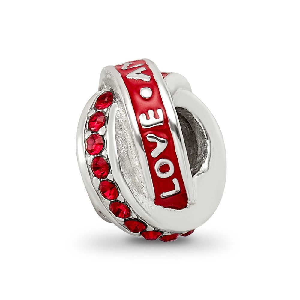 Reflections 925 Sterling Silver Love/Amour Red Preciosa Crystal Bead 9 x 6 mm